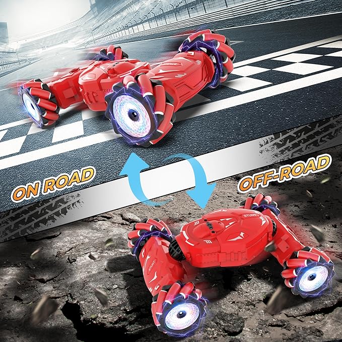 RC Stunt Cars, Gesture Sensing Remote Control Car for 6-12 Boys Girls, 2.4Ghz Hand Controlled Car with Lights Music Sprayer, 360° Rotation, Drift, 4WD Off-Road, Birthday Xmas Gifts Toys for Kids