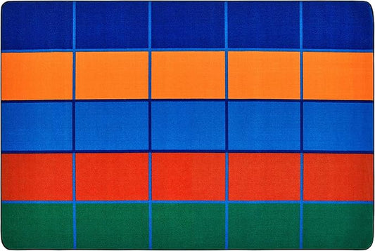 Carpets for Kids KID$Value Plus 72.91 Color Blocks Value Seating Classroom Rug 6ft x 9ft Rectangle Blue
