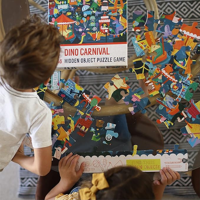 Children’s Jigsaw Puzzle | Unique Dinosaur Art | Educational Gift for Kids 3-8, Dino Carnival - 48 Piece