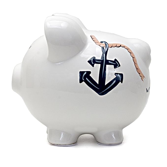 Child to Cherish Ceramic Piggy Bank for Boys (Nautical Design)