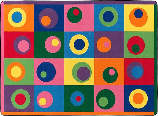 Flagship Carpets Multi Silly Circles Colorful Abstract Children's Classroom Area Rug for Kids Room Seating Décor, Play Carpet for Teaching and Playing, (Seats 20), 5'10" x 8'4", Rectangle