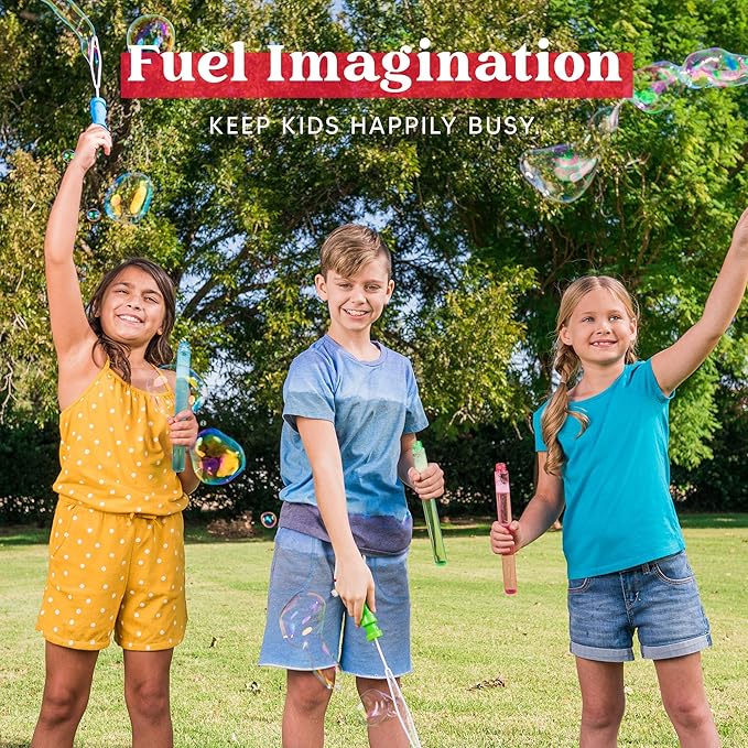 JOYIN 14.6’’ Big Bubble Wands for Kids, 6 PCS Bubble Wand with Refill Solution for Summer Toy Party Favor, Outdoors Toy Activity, Easter Basket Stuffers, Birthday Gift