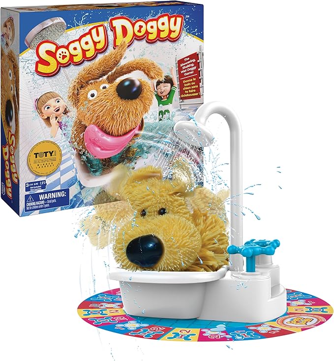 Spin Master Games, Soggy Doggy, The Silly Award-Winning Kids Board Game, for Family Night, Interactive Toy Dog Play, Sensory Toy, Activity for Kids & Family, 2-4 Players, for Ages 4 & Up