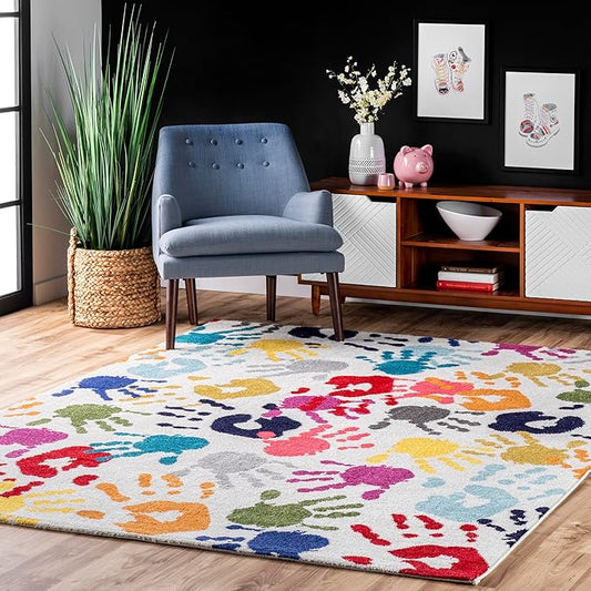 nuLOOM Pinkie Handprint Kids Area Rug, 7x9, Multi