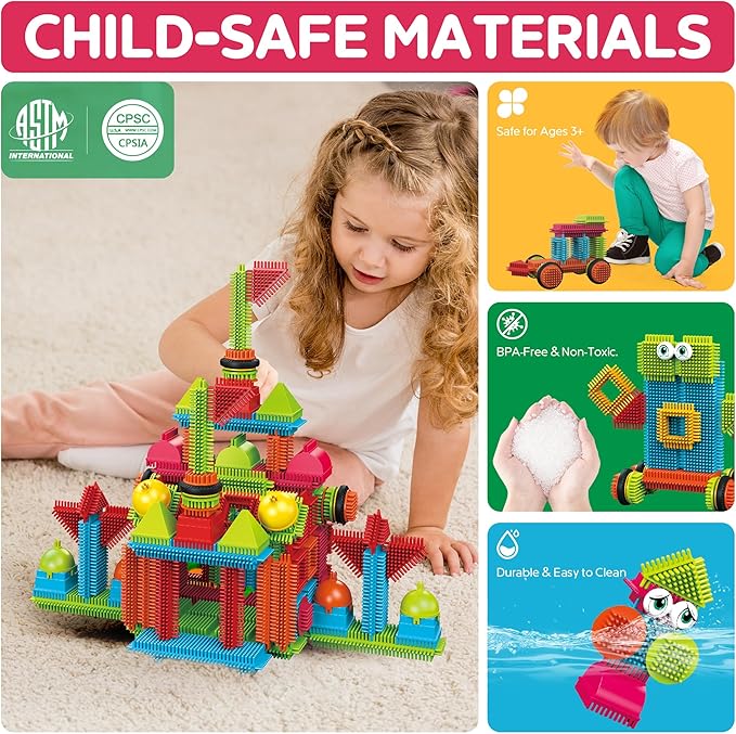 Contixo STEM Building Toys, ST6 100 pcs Bristle Shape 3D Tiles Set Construction Learning Stacking Educational Block, Creativity Beyond Imagination, Inspirational, Recreational Toy for Kids Ages 3-8