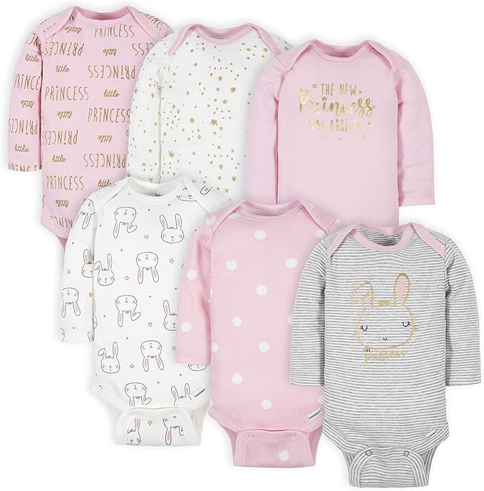 Gerber Baby Girls' 6-Pack Long-Sleeve Onesies Bodysuits