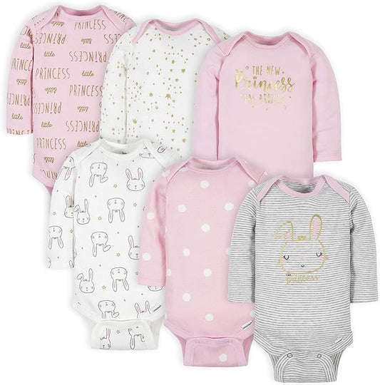 Gerber Baby Girls' 6-Pack Long-Sleeve Onesies Bodysuits