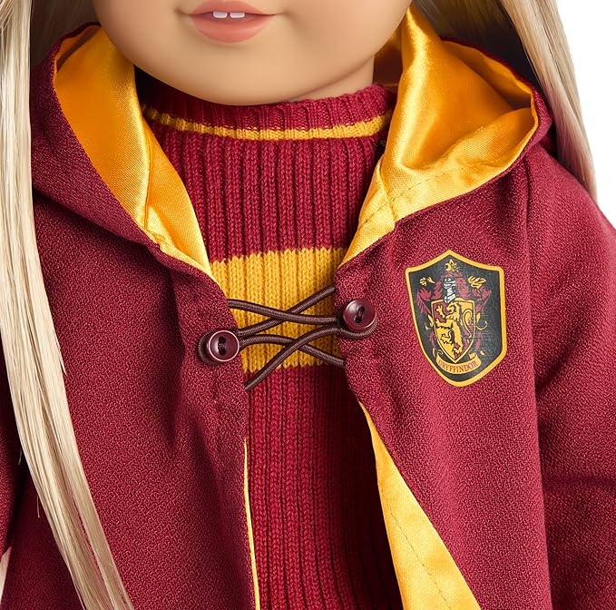 American Girl Harry Potter 18-inch Doll Gryffindor Quidditch Uniform Outfit with Robe Featuring House Crest, For Ages 6+