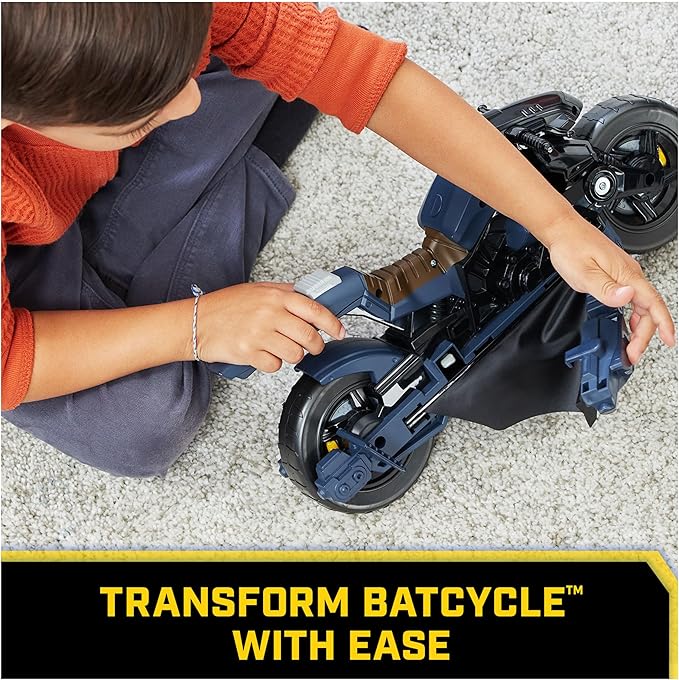 DC Comics, Batman Adventures, Batman Batcycle, Transforming 2-in-1 Batcycle & Batglider, Figure Compatible, Super Hero Kids Toy for Boys and Girls 4+