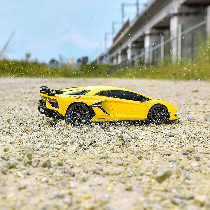 BEZGAR 1:24 Scale Lambo Remote Control Car, Electric Sport Racing Hobby Lambo Toy Car Model Vehicle, RC Car Toys for 3 4 5 6 7 8 Boys and Girls(Yellow)