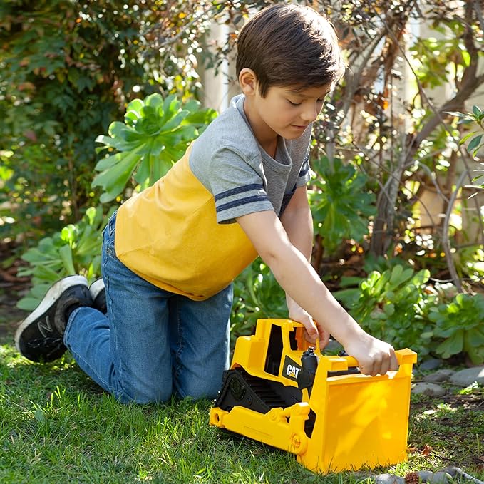 CAT Bulldozer Construction Toy | 15" | Ages 3+ | Sturdy Plastic | No Batteries Required | CAT Construction Tough Rigs Series, Yellow