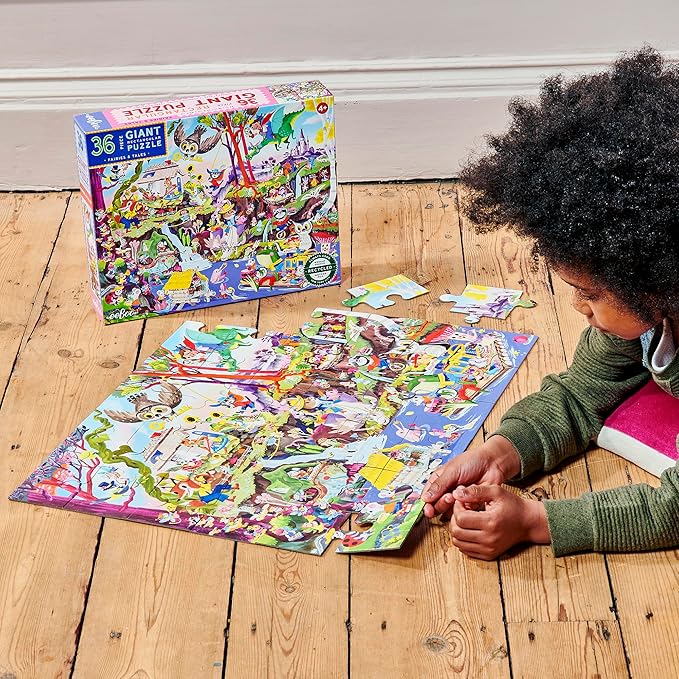 eeBoo: Fairies & Tales - 36 Piece Giant Puzzle - 24.4" x 20" Jigsaw, Oversized Colorful Pieces, Childrens Fantasy Puzzle, Kids Ages 4+