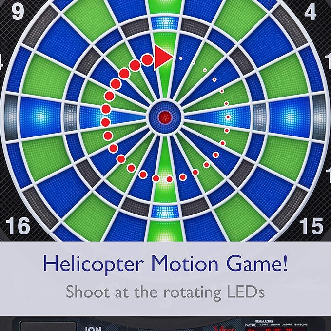 Viper Ion Electronic Dartboard, Illuminated Segments, Light Based Games, Green and Blue Segment Colors, Ultra Thin Spider to Increased Scoring Area