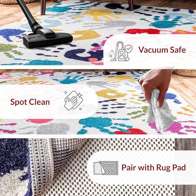 nuLOOM Pinkie Handprint Kids Area Rug, 5x8, Multi