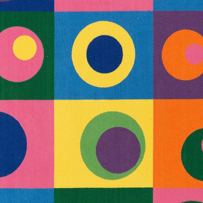 Flagship Carpets Multi Silly Circles Colorful Abstract Children's Classroom Area Rug for Kids Room Seating Décor, Play Carpet for Teaching and Playing, (Seats 30), 7'6" x 12', Rectangle