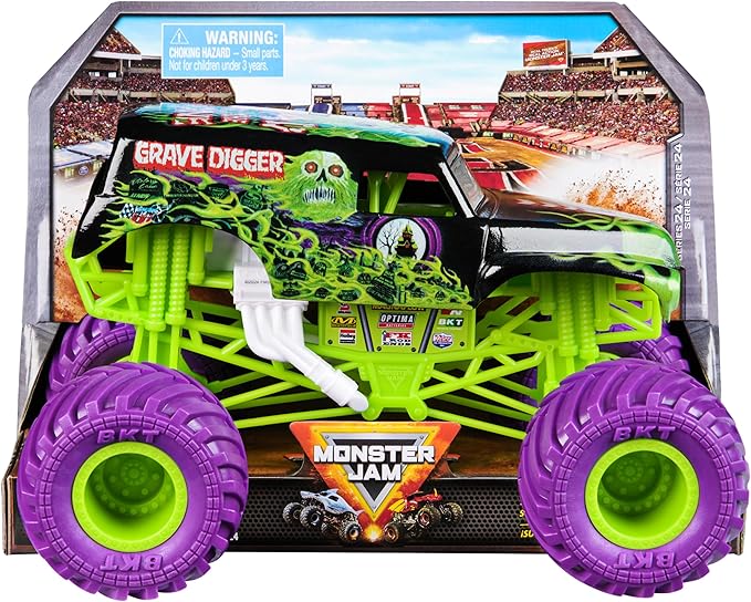 Monster Jam, Official Grave Digger Monster Truck, Collector Die-Cast Vehicle, 1:24 Scale, Kids Toys for Boys and Girls Ages 3 and up