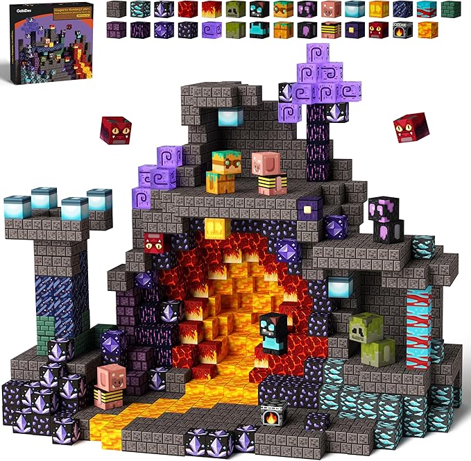 GobiDex 100PCS Magnetic Building Blocks Game-Based Build Magwonder Cave World with Magnet Construction Toys STEM Sensory Gift for Boys Girls Birthday