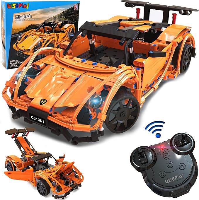 WISEPLAY STEAM Building Block RC Car Set 421 PCS - STEM Projects for Kids Ages 8-12 - Build Your Own RC Car