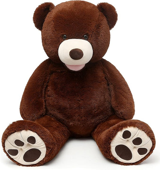 MorisMos Smile Giant Teddy Bear, 51inch Large Stuffed Bears with Big Footprints, Big Stuffed Animals Cuddly Plush Gifts for Girlfriends, Boyfriend, Dark Brown