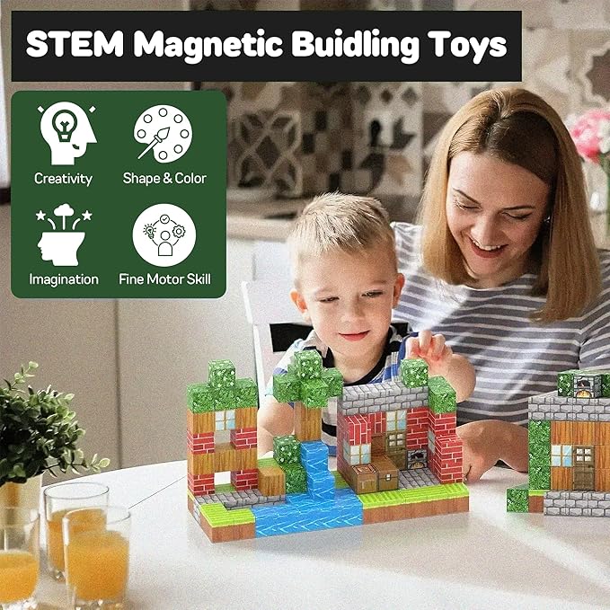 Magnetic Blocks, 100 Pcs, Ages 4-9, Forest Theme, Magnetic Building Blocks for Kids, Building Toys, Toddler Toys