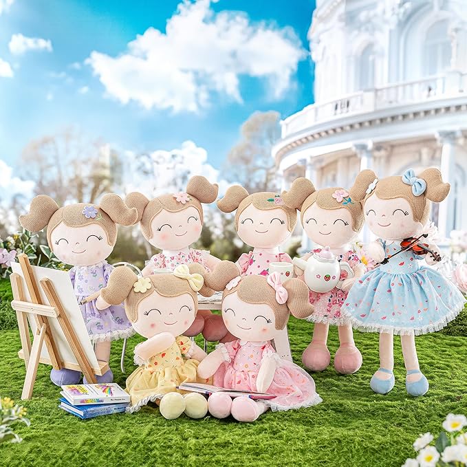 Gloveleya Baby Girl Gift Soft First Baby Doll Plush Doll Floral Pink 16"