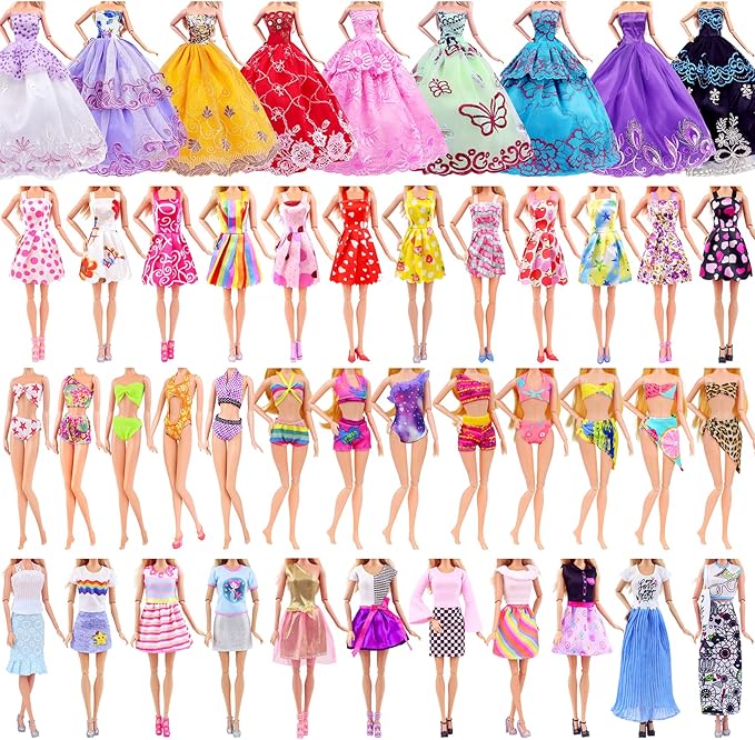 Ecore Fun 120 Pcs Fashion Doll Closet Wardrobe for Doll Clothes and Accessories Storage Include Clothes, Dresses, Shoes, Shoes Rack, Bags, Necklace, Hangers for 11.5 Inch Girl Doll Clothes