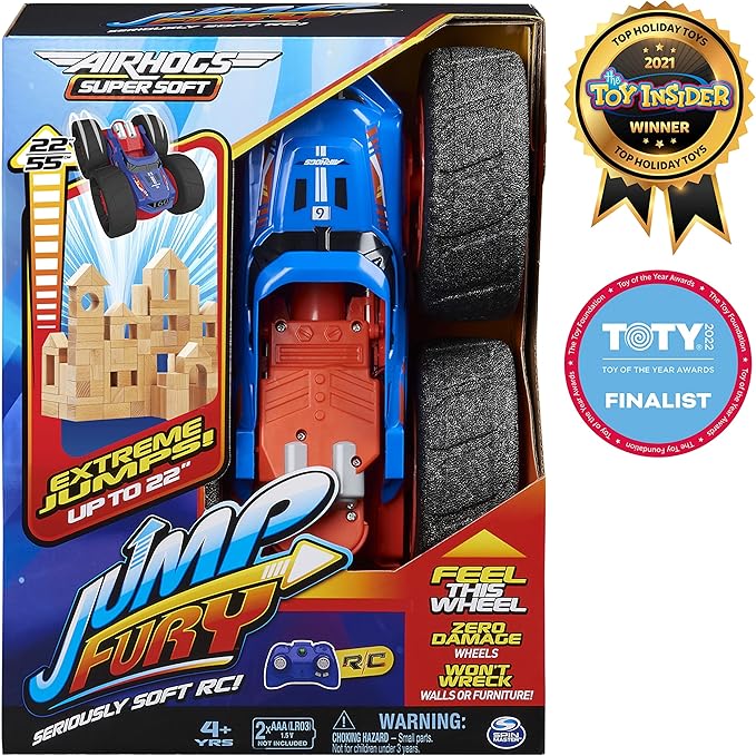 Air Hogs Super Soft, Jump Fury with Zero-Damage Wheels, Extreme Jumping Remote Control Car, Kids Toys for Kids 4 and up, 1:15 Scale
