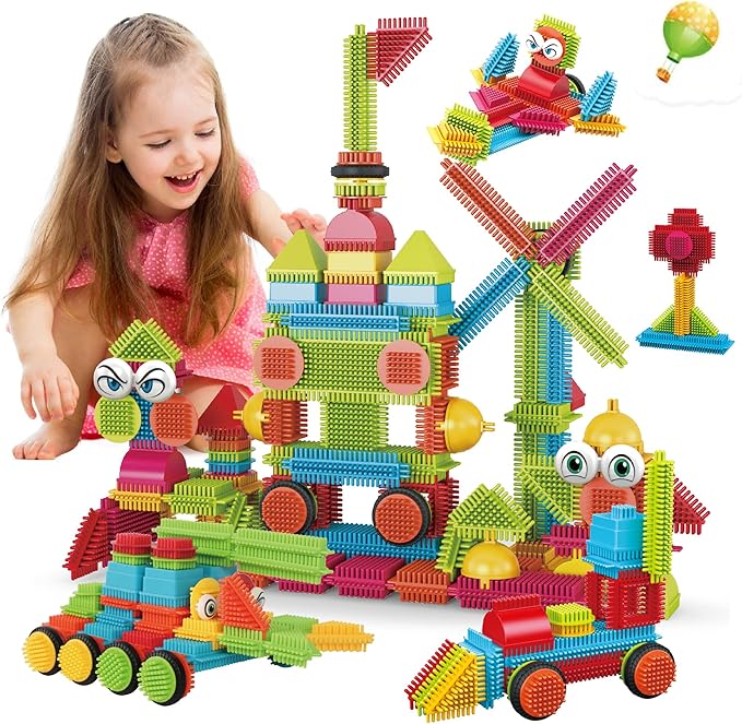 Contixo STEM Building Toys, ST6 100 pcs Bristle Shape 3D Tiles Set Construction Learning Stacking Educational Block, Creativity Beyond Imagination, Inspirational, Recreational Toy for Kids Ages 3-8