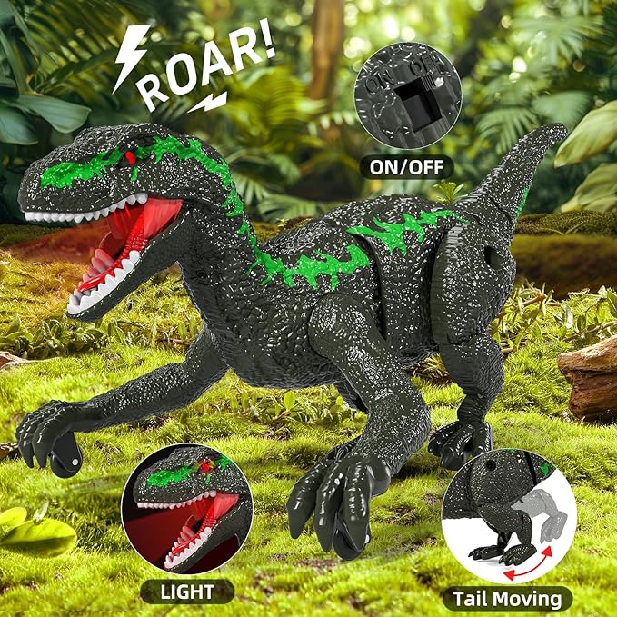 Remote Controlled Dinosaur Toy for Kids 4-7 Years, Electrical Stunt Lifelike Walking Dinosaur with Light and Sound, Rechargeable Dinosaur Robot Birthday Gifts for Boys 3+