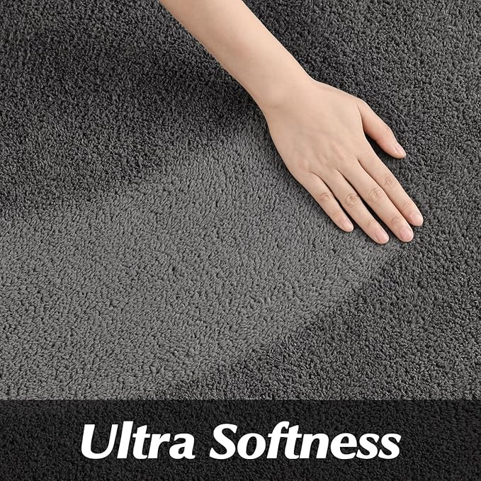 FlyDOIT Round Area Rugs for Bedroom Living Room, 5x5 Dark Grey Super Soft Comfy Thickened Memory-Foam Indoor Circle Carpet, Modern Aesthetic Minimalist Carpet for Boys Girls Adults Nursery Home Décor