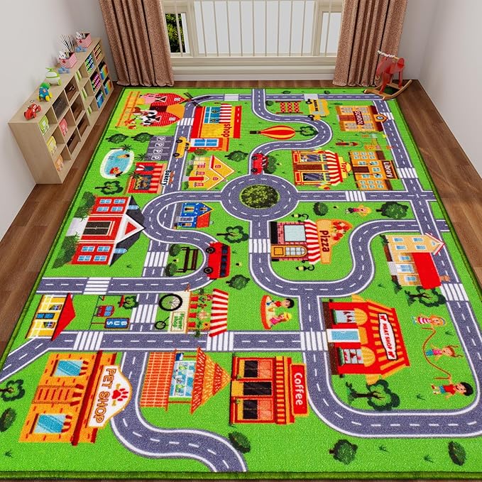Kids Rug Car Carpet Play Mat, Non-Slip Traffic Road Rug for Kids, Extra City Map Educational Mat for Playroom Boys Bedroom Classroom (78.7X59 INCH, Classic)