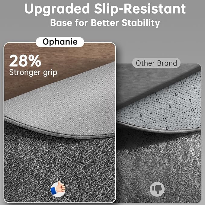 Ophanie Round Rugs 6Ft Grey Circle Area Rug, Fluffy Fuzzy Bedroom Carpet, Plush Soft Shaggy Indoor Floor Gray Living Room Rugs for Kids Home Decor Aesthetic, Nursery