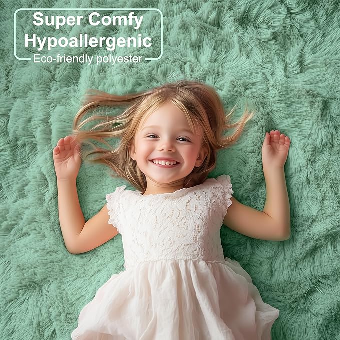 PAGISOFE Machine Washable Living Room Rug 8x10 Ft Sage Green Rugs for Bedroom Plush Fuzzy Large Carpet for Rooms Green Kids Rug Home Decor Aesthetic Non-Slip Large Rugs for Nursery Decor Boys Man Cave
