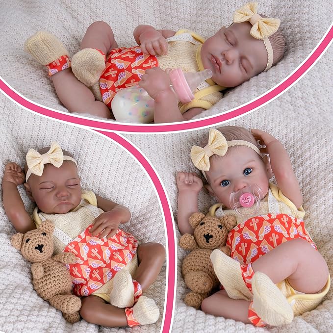 Reborn Baby Dolls Clothes Girl Yellow Baby Clothes 17-22 Inches Newborn Outfit and Accessories for Girls' Clothing