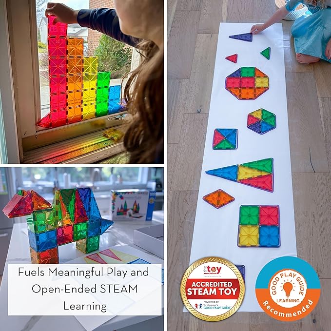 MAGNA-TILES Classic 100-Piece Magnetic Construction Set, The ORIGINAL Magnetic Building Brand