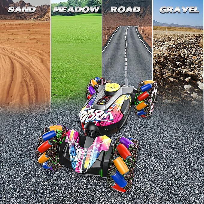 Gesture Sensing RC Stunt Car,Remote Control Car Toys for Ages 5-7-13,with Lights Music Spray,4WD 360° Spins All Terrains Kids Toys RC Cars,3-6 Year Old Boy Birthday Gift & 3-12 Best Gift for Kids