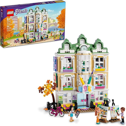 LEGO Friends Emma's Art School House Set 41711, Creative Arts & Crafts Toy with 3 Mini-Dolls, Accessories and DOTS Decor, Birthday Gift Idea for Kids 8-12 Years Old