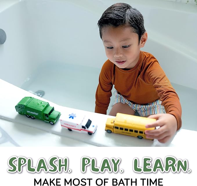 SplashEZ Mold Free Car Bath Toys for Kids | Toddler Bath Toys with No Hole for Water | Vehicles Set Ideal Size for Little Hands | Safe, Durable for Endless Tub Fun | Great for Boys & Girls Ages 0+