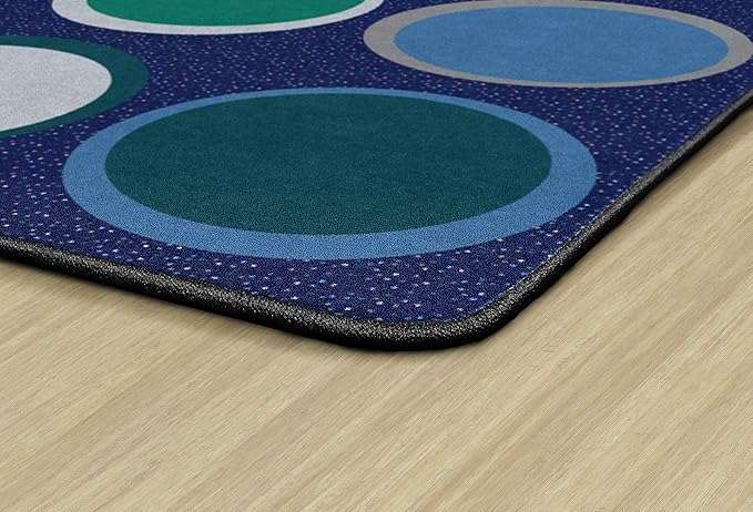 Flagship Carpets Sitting Spots Seating Rectangle Area Rug for Children's Classroom or Kids Playroom, and Home Learning Carpet, Seats 24, 7'6" x 12', Cool Blue