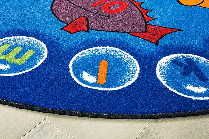 Carpets for Kids 6805 Fishing for Literacy 6ft x 9ft Oval Educational, Area Rug, 6ft x 9ft, Blue