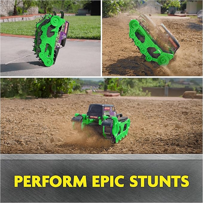 Monster Jam, Official Grave Digger Trax All-Terrain Remote Control Outdoor Vehicle, 1:15 Scale, Kids Toys for Boys and Girls Ages 4 and up