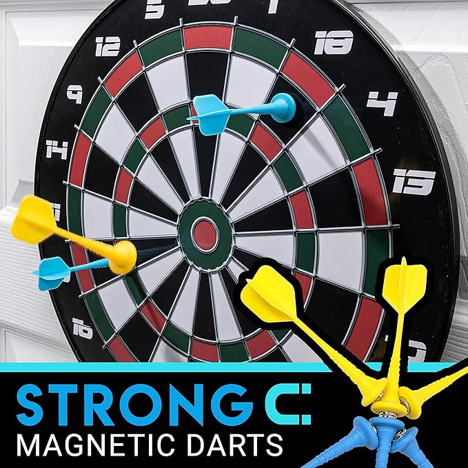 Franklin Sports Magnetic Soft Tip Dartboard Set - Indoor Dart Board + Darts Set for Family + Adults - Magnetic Board + (6) Darts Included