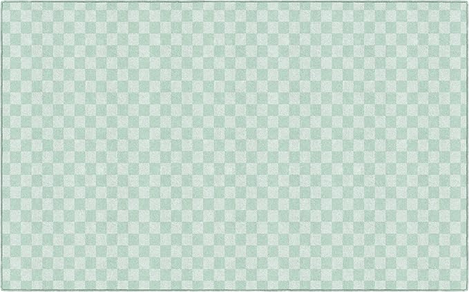 Flagship Carpets Schoolgirl Style Mint Checkerboard Educational Area Rug for Kids Room Seating Décor, Children's Classroom, Play Carpet for Teaching and Playroom, 7'6" x 12', Green