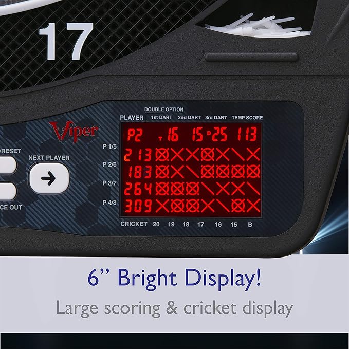 Viper Ion Electronic Dartboard, Illuminated Segments, Light Based Games, Green and Blue Segment Colors, Ultra Thin Spider to Increased Scoring Area