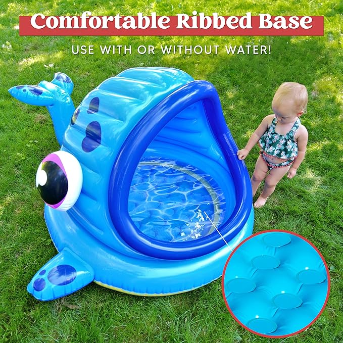 JOYIN Inflatable Shade Kiddie Pool,Whale Baby Pool Tent, Infant Swimming Pool for Kids （54" x 56" x 28"）,Blow Up Toddler Pool for Swim Party Toys Summer Water Beach Fun