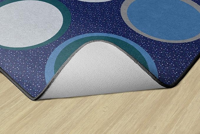Flagship Carpets Sitting Spots Seating Rectangle Area Rug for Children's Classroom or Kids Playroom, and Home Learning Carpet, Seats 24, 7'6" x 12', Cool Blue