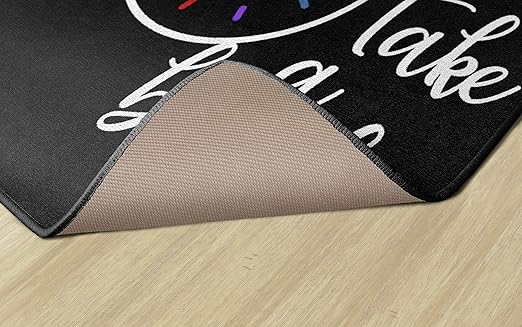 Flagship Carpets Take A Break Childrens Time Clock Classroom Entryway or Home Door Mat or Small Area Rug, 30" x 30", Black