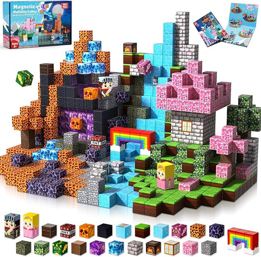 150 PCS Magnetic Blocks - Magnet Toys for Kids, Boys and Girls, Magnetic Building Blocks Cubes, Stacking Magnets for Kids, Birthday Gifts for Boys and Girls Age 3+ Years Old