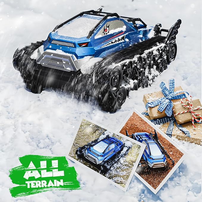 Ruko 1604 Amphibious Remote Control Tank, Shark Monster Waterproof Truck, 360° Rotating Car, Full Throttle, Water-Land All Terrain Vehicle Toys for Boys and Girls, Blue