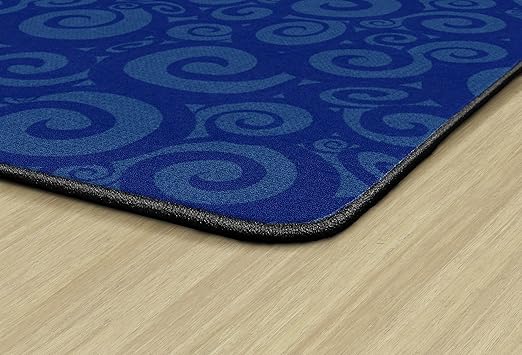 Flagship Swirl Tone on Tone Carpet for Children's Classroom and Bedroom Area Rug, Playroom or Teaching Area for Playtime and Reading, 6' x 8'4", Blue